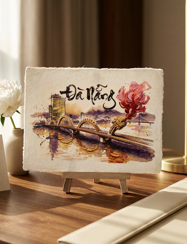 A hand-pulled Dó paper welcome card